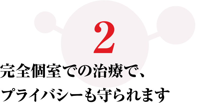 完全個室での治療で、プライバシーも守られます